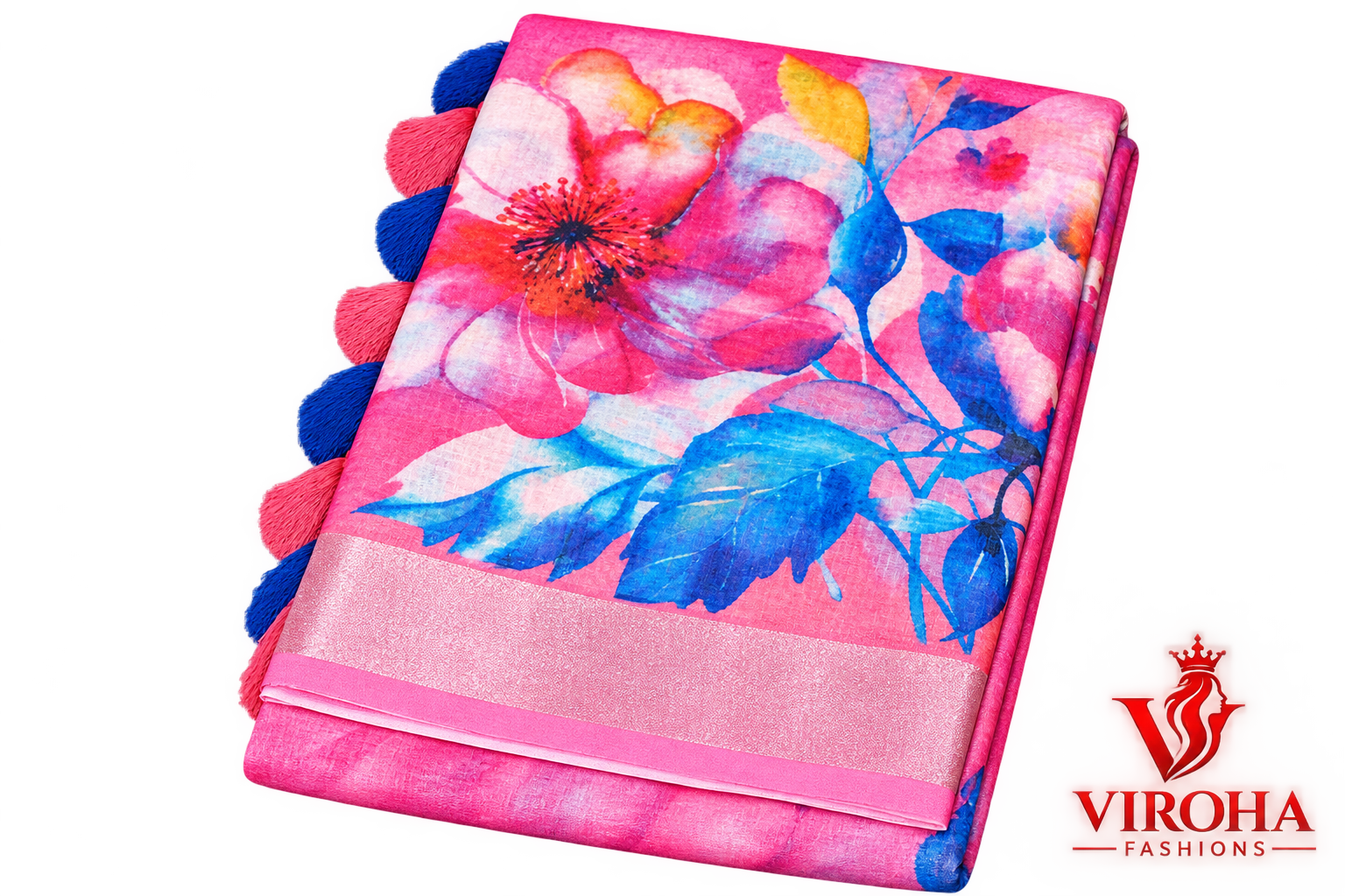 Viroha Pink Blossom Elegance Saree