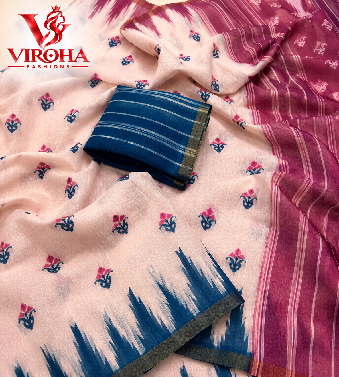 Blush Blue Royale Saree, image 2