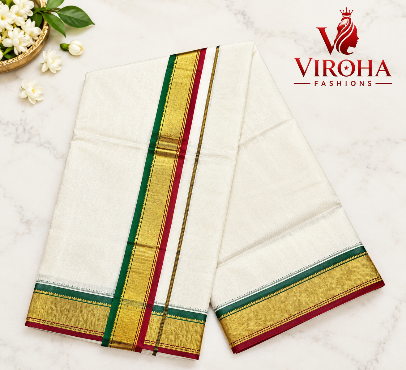 Viroha Traditional Zari Border Saree